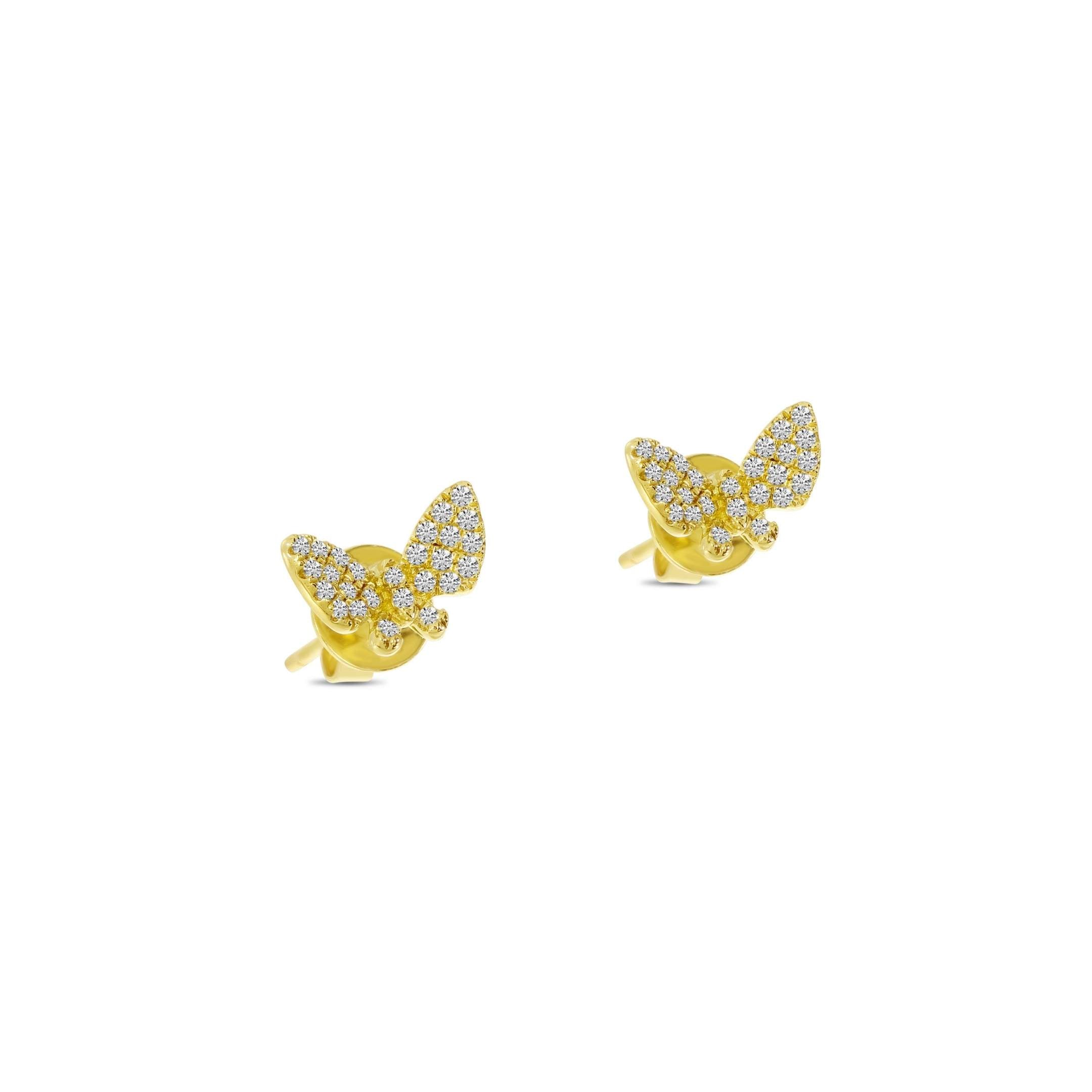 14k Diamond Butterfly Earrings - YAREMA JEWELRY