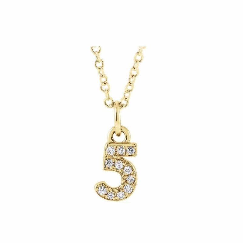14k Petite Number Necklace - YAREMA JEWELRY