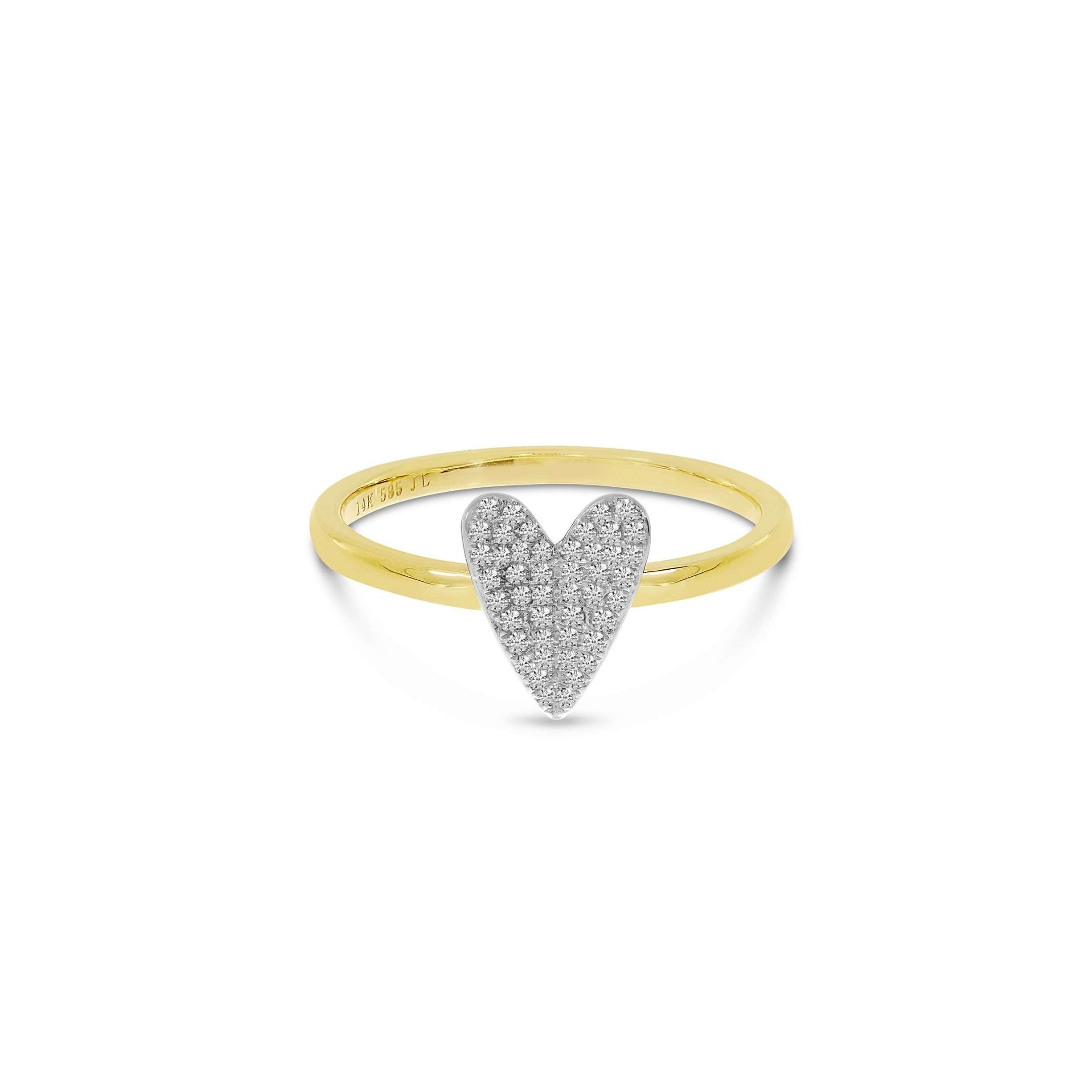 14k Two-Tone Diamond Heart Ring - YAREMA JEWELRY