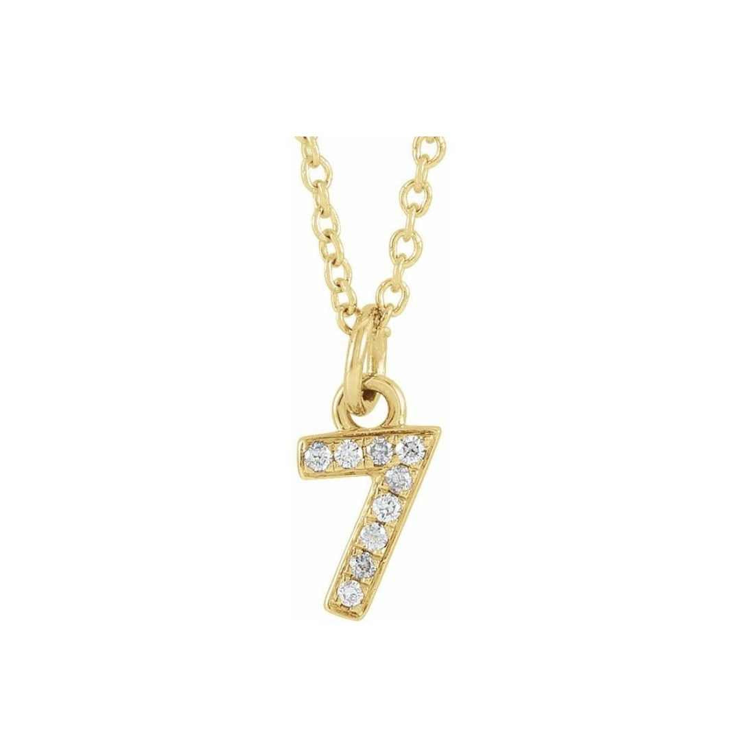 14k Petite Number Necklace - YAREMA JEWELRY