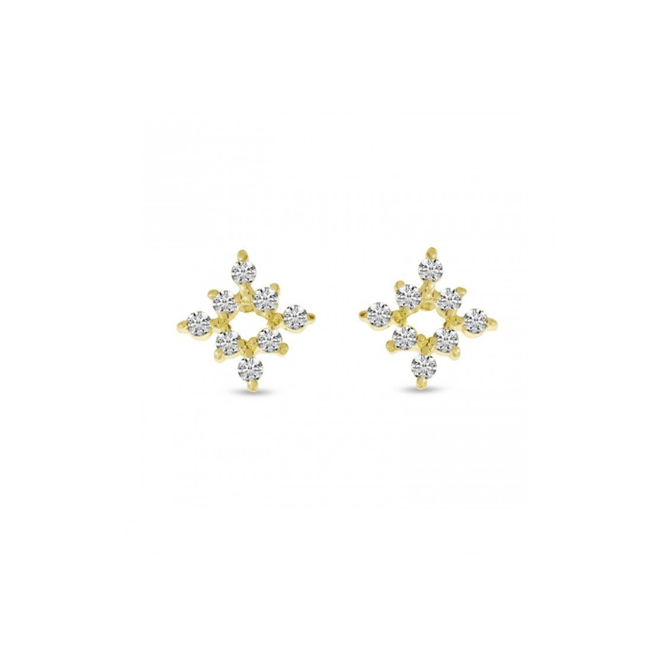 14k Gold Diamond Mini Starburst Stud Earrings - YAREMA JEWELRY