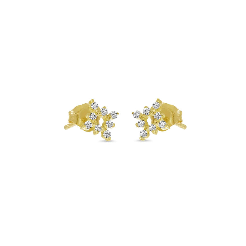 14k Gold Diamond Mini Starburst Stud Earrings - YAREMA JEWELRY