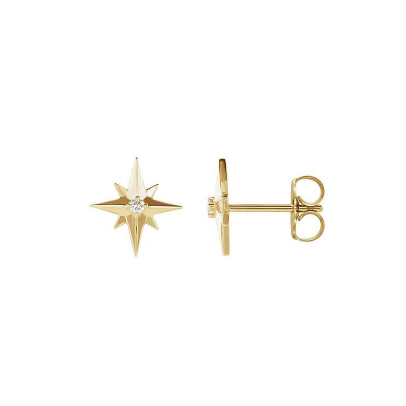 Diamond Star 14k Gold Earrings - YAREMA JEWELRY