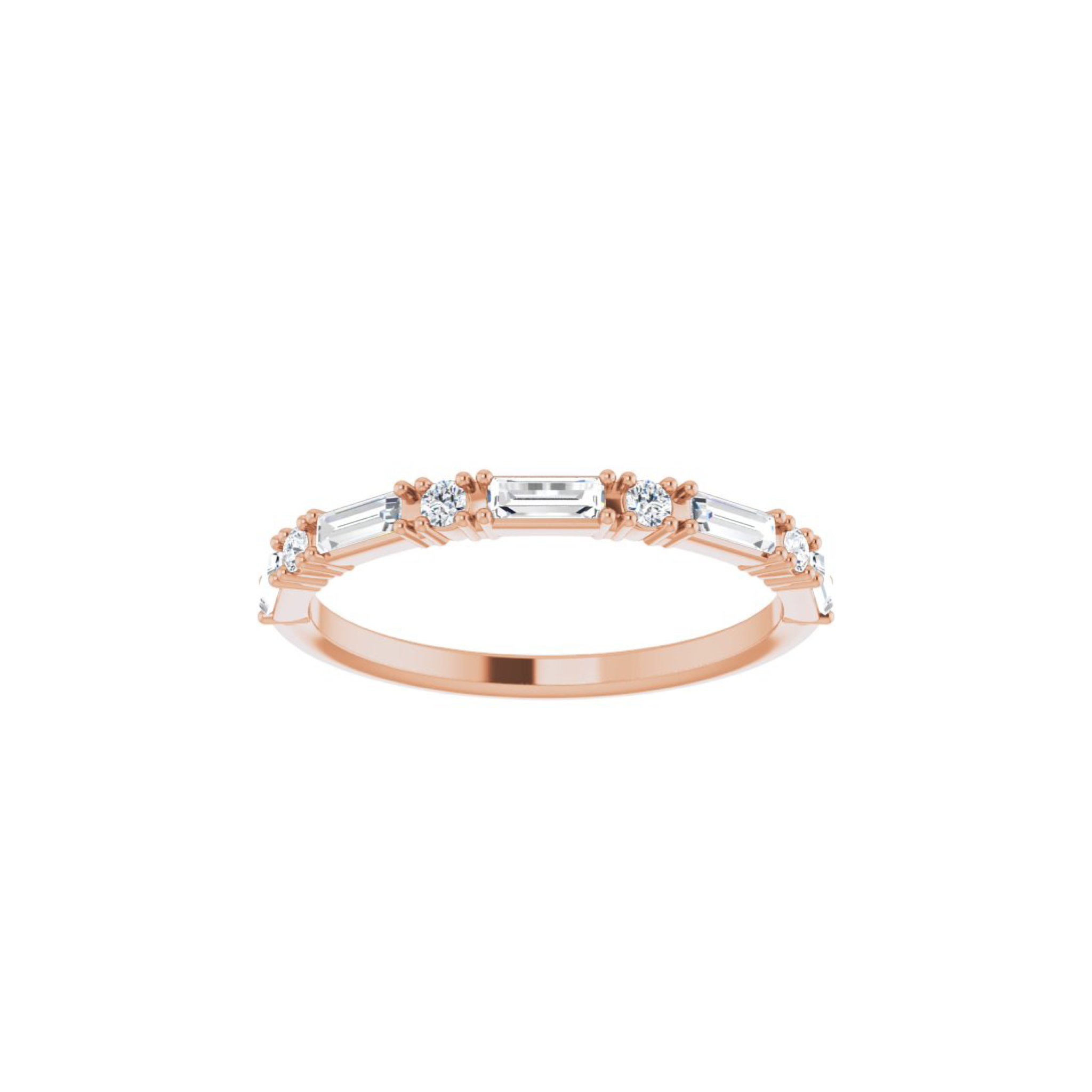 14k Rose Gold Baguette Diamond Ring - YAREMA JEWELRY