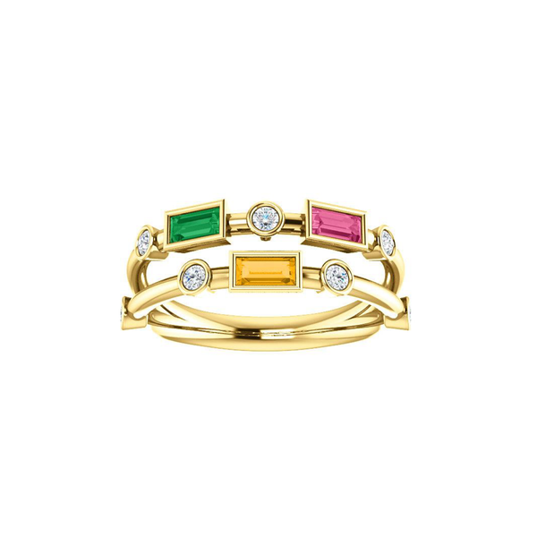 14k Noella Diamond Ring with Gemstones - YAREMA JEWELRY