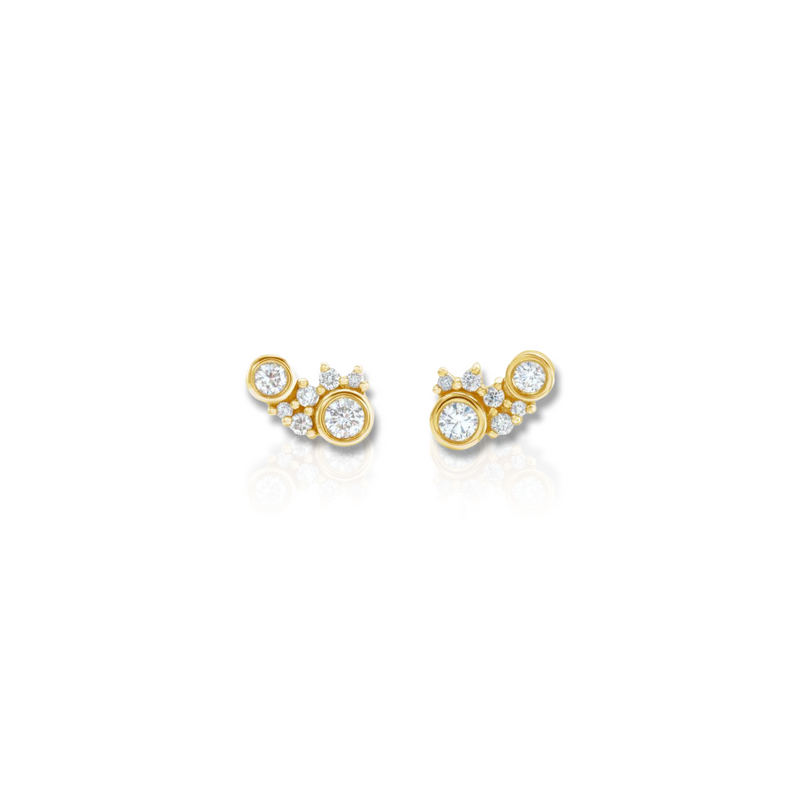 Scattered Bezel-Set Diamond Earrings - YAREMA JEWELRY