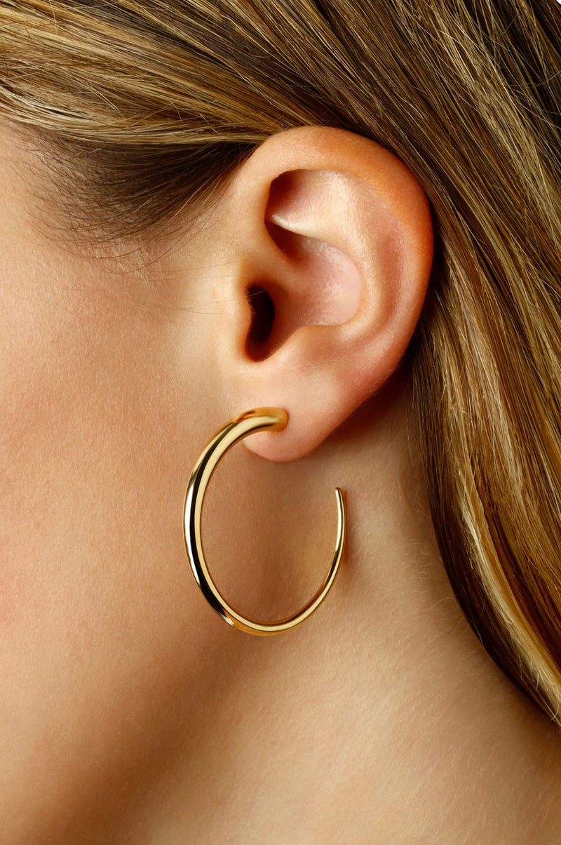 14k Modern Hoop Earrings - YAREMA JEWELRY