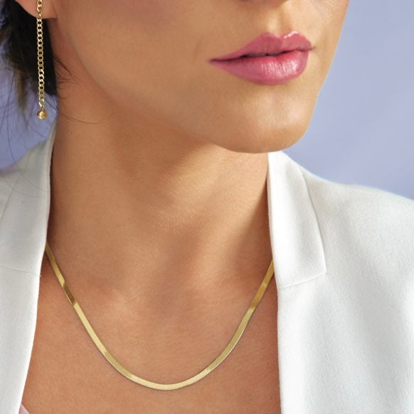 14k Herringbone Chain Necklace - YAREMA JEWELRY