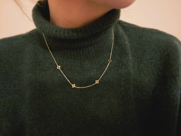 14k Gold Clover Necklace - YAREMA JEWELRY