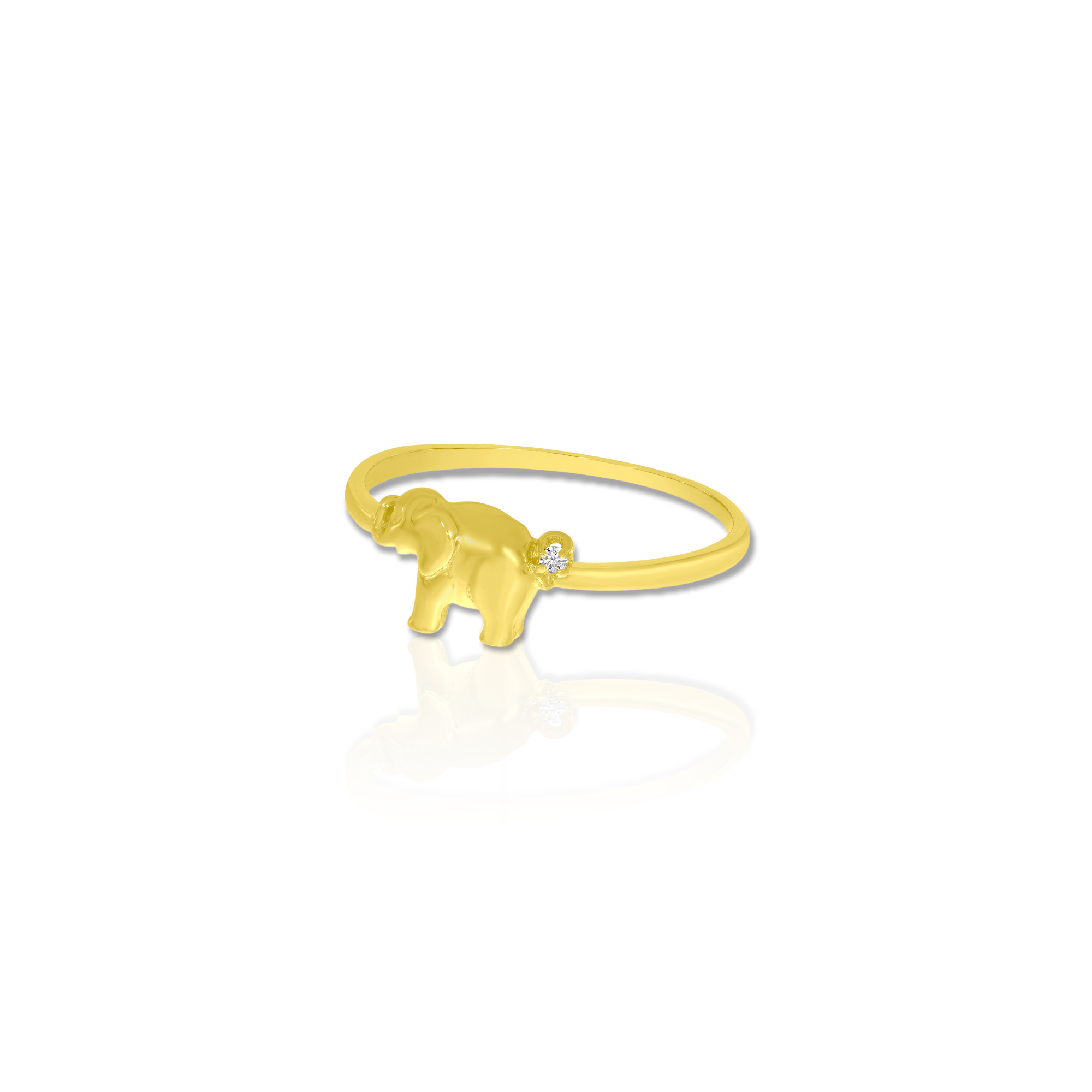 Gold Elephant Ring With Petite Diamond