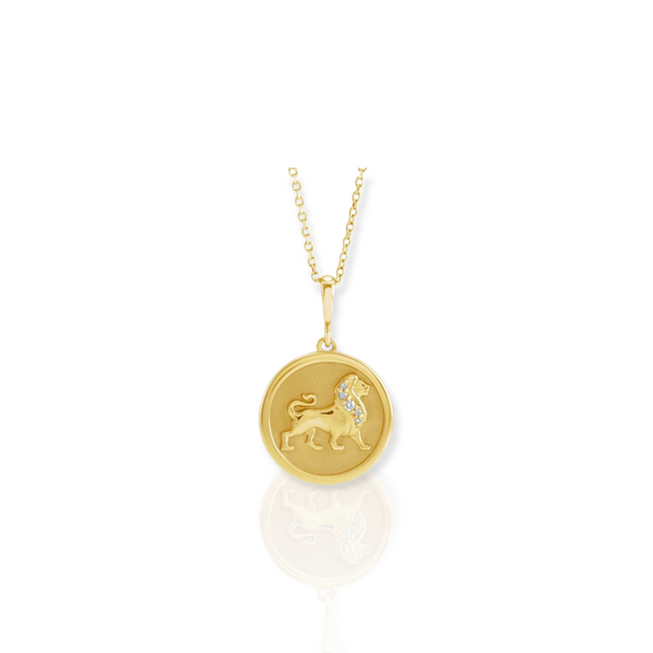 Gold Lion Pendant with Diamonds - YAREMA JEWELRY