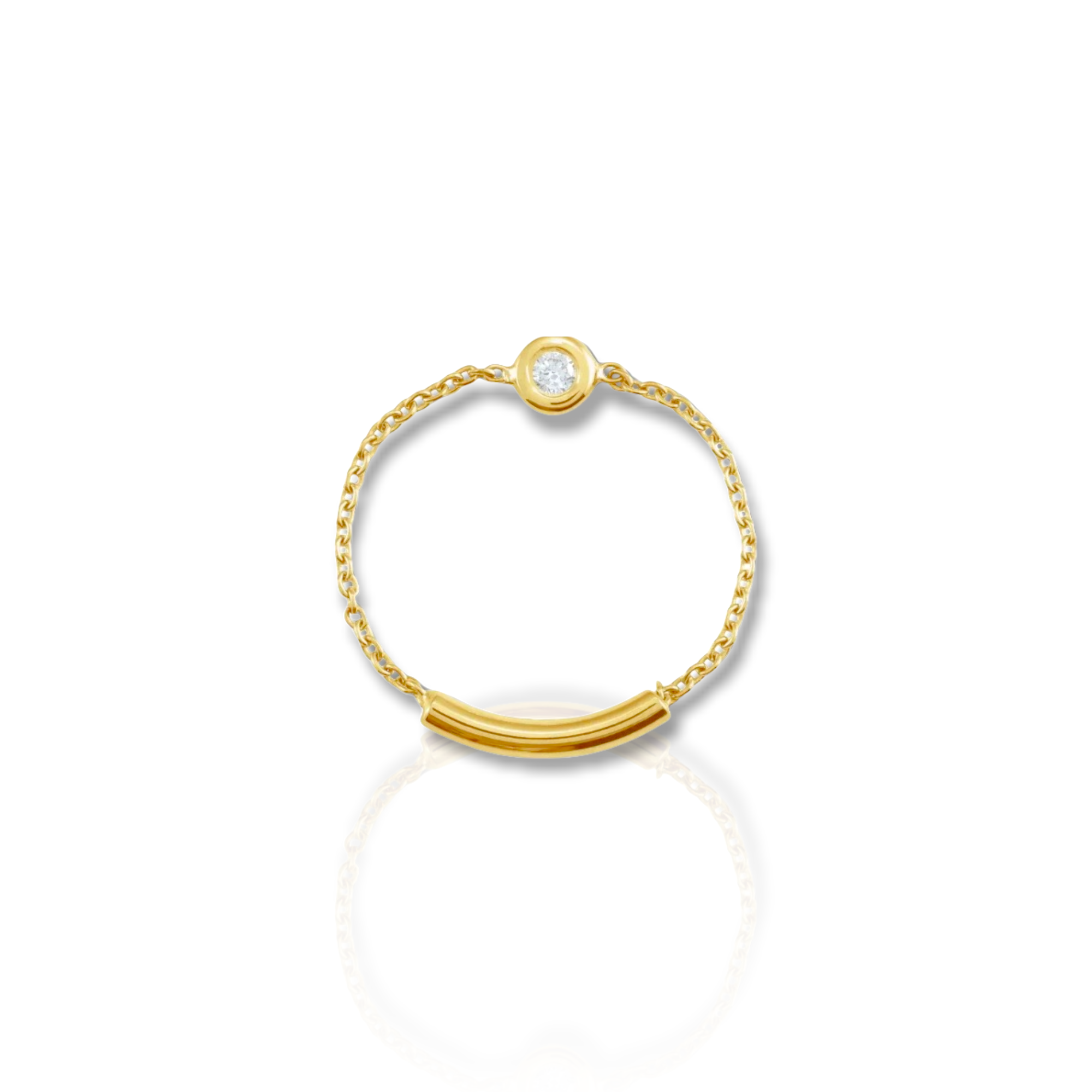 Dainty Diamond Chain Ring - YAREMA JEWELRY