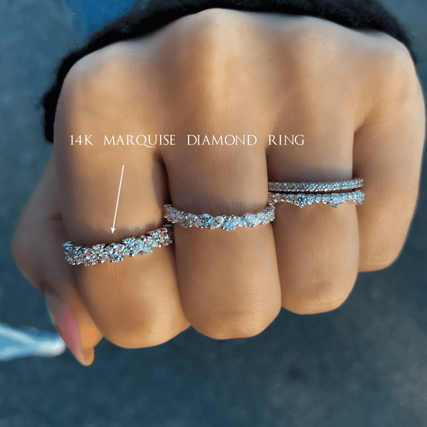14k Marquise Diamond Ring - YAREMA JEWELRY