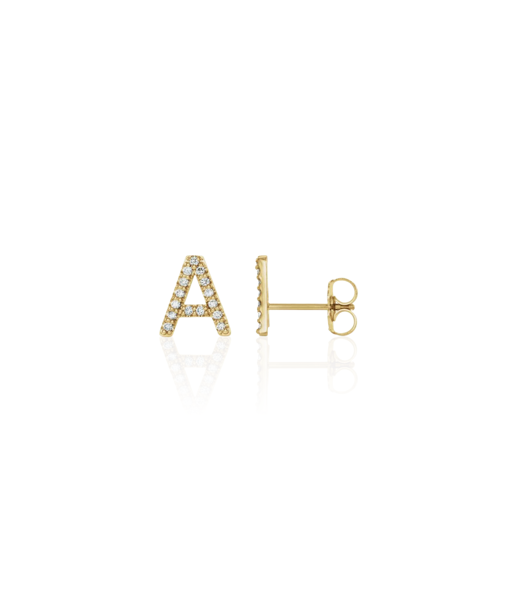 Diamond Initial 14k Gold Earring