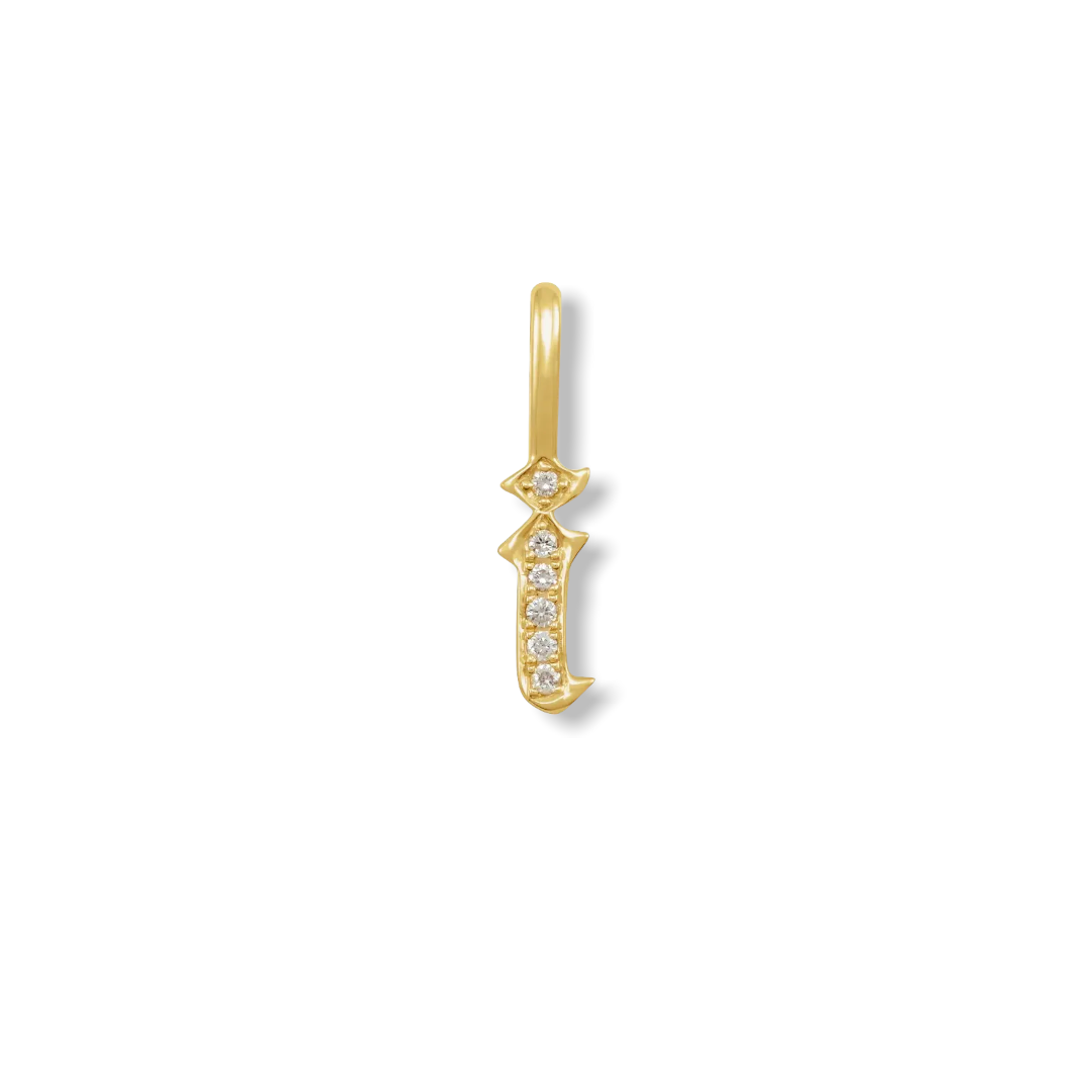 Diamond Gothic Initial Charm - YAREMA JEWELRY