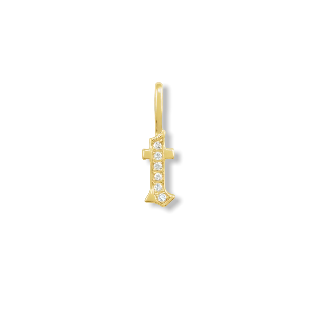 Diamond Gothic Initial Charm - YAREMA JEWELRY