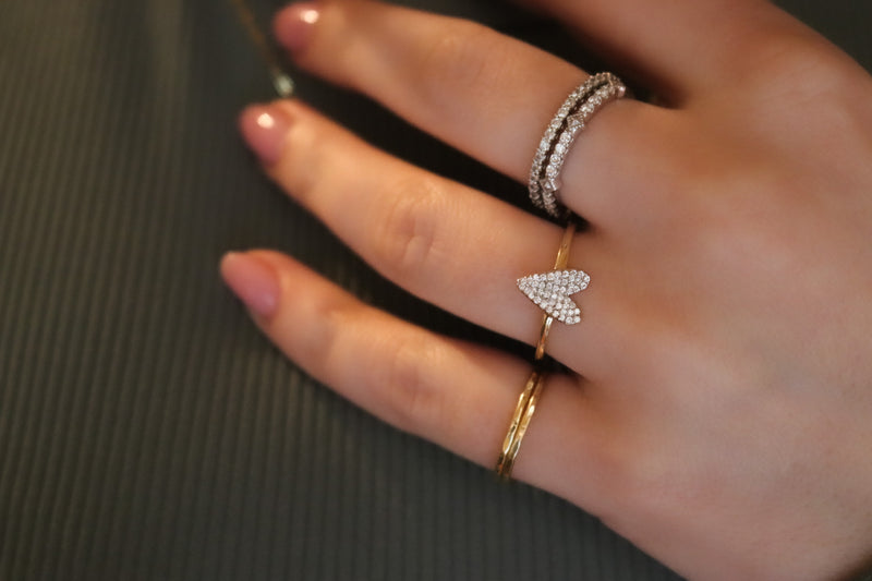 14k Two-Tone Diamond Heart Ring - YAREMA JEWELRY