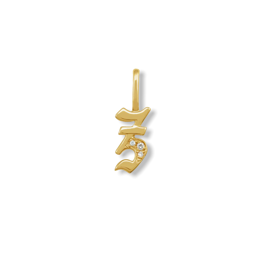 Diamond Gothic Initial Charm - YAREMA JEWELRY