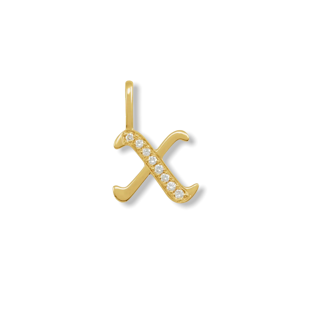 Diamond Gothic Initial Charm - YAREMA JEWELRY