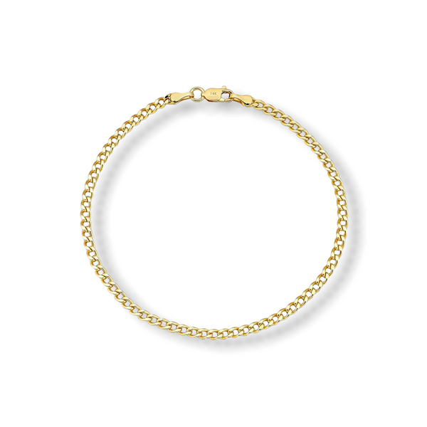 14k Gold Solid Curb Chain - YAREMA JEWELRY