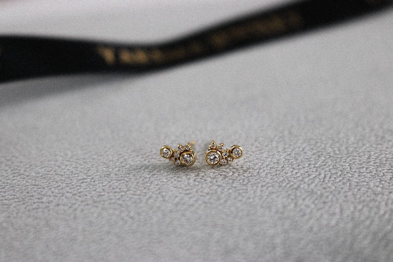 Scattered Bezel-Set Diamond Earrings - YAREMA JEWELRY