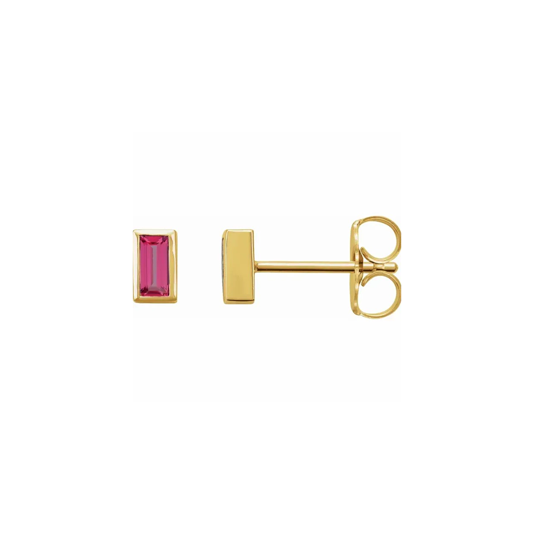 14k Gold Bezel Studs - YAREMA JEWELRY