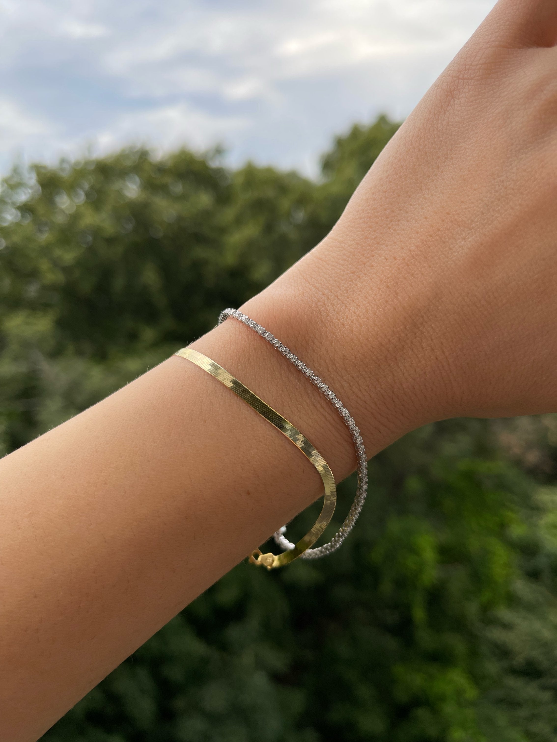 14k Herringbone Bracelet - YAREMA JEWELRY