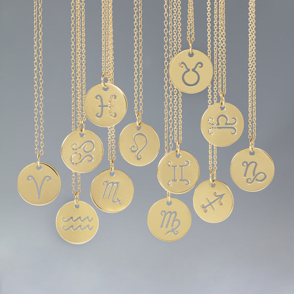 14k Zodiac Disc Necklace - YAREMA JEWELRY